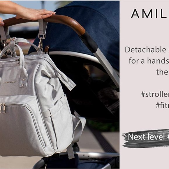 AMILLIARDI Diaper Bag Backpack 6 Bottle Holders - Picture 3 of 7